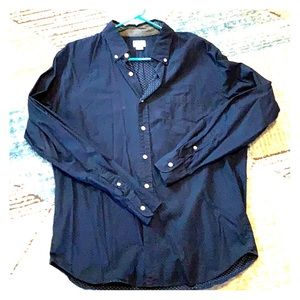 Men’s J crew pin dot navy shirt